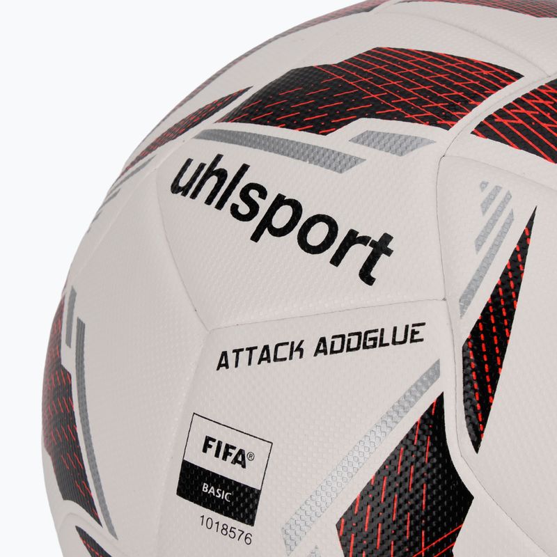 Uhlsport Attack Addglue футболна топка бяло/черно/флуо червено размер 5 3