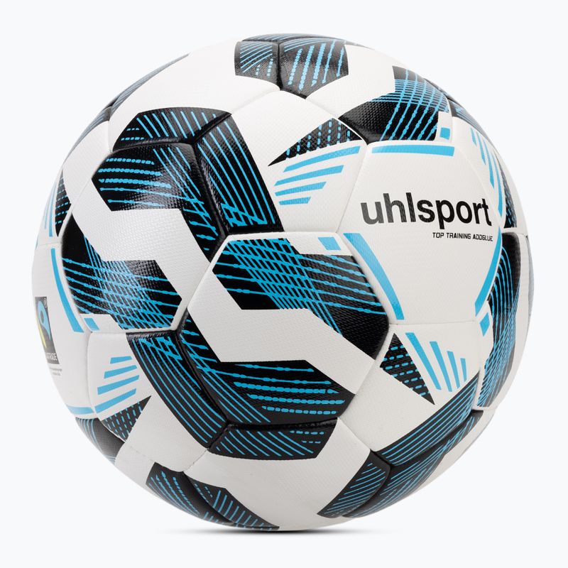 Uhlsport Fairtrade Top Training Addglue футбол бяло/черно/флуо синьо размер 5 2