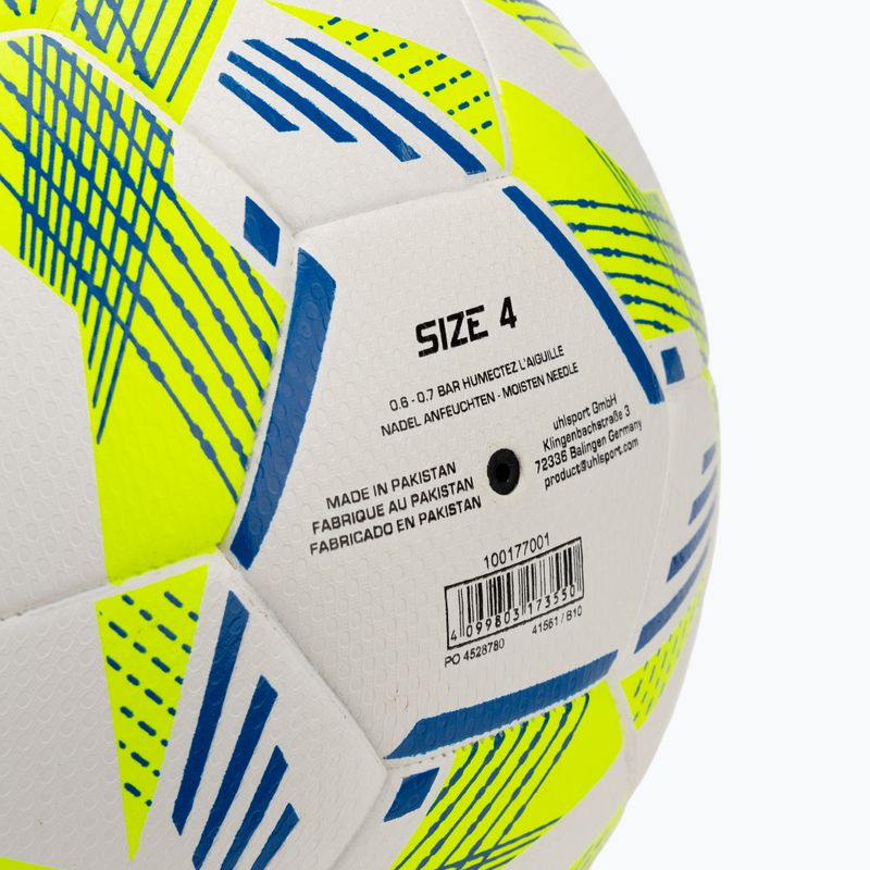Футбол uhlsport 350 Lite Addglue бяло/флуорово жълто/тъмно синьо размер 4 3