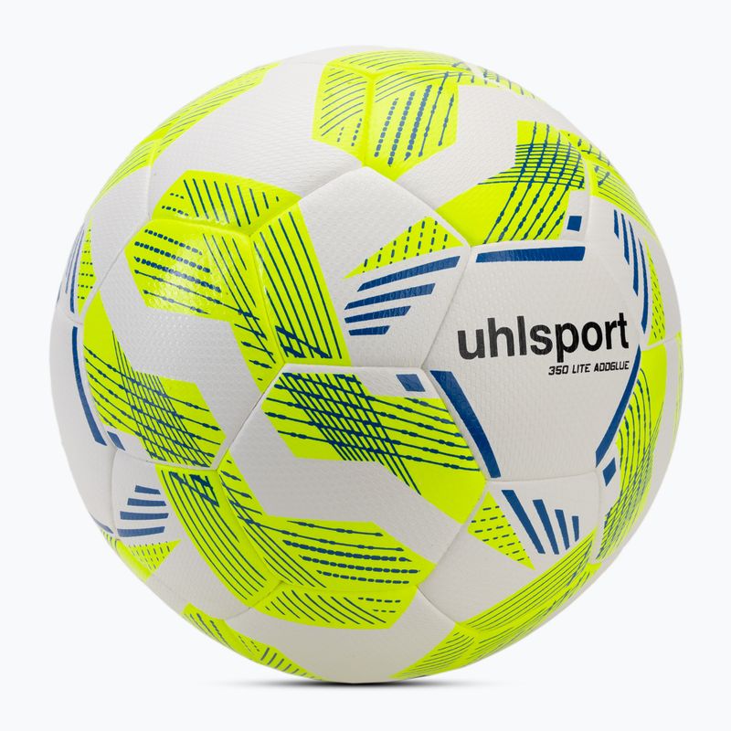 Футбол uhlsport 350 Lite Addglue бяло/флуорово жълто/тъмно синьо размер 5 2