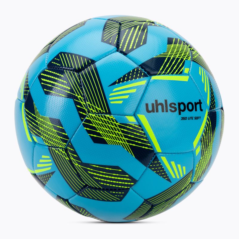 Футбол uhlsport Lite Soft 350 светло синьо/нави/флуо зелено размер 4 2