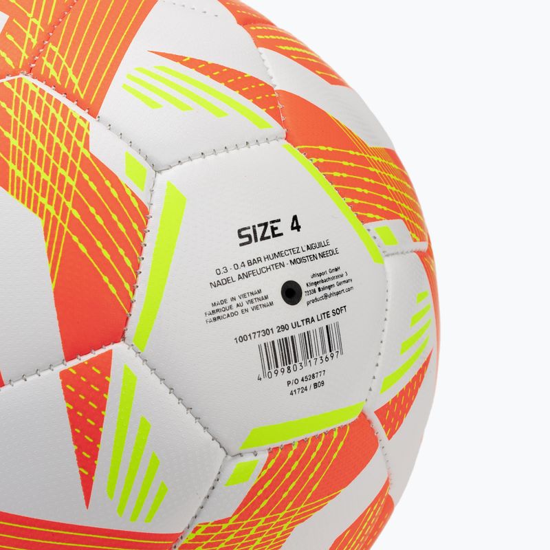 Футбол uhlsport Ultra Lite Soft 290 white/fluo orange/fluo yellow размер 4 3
