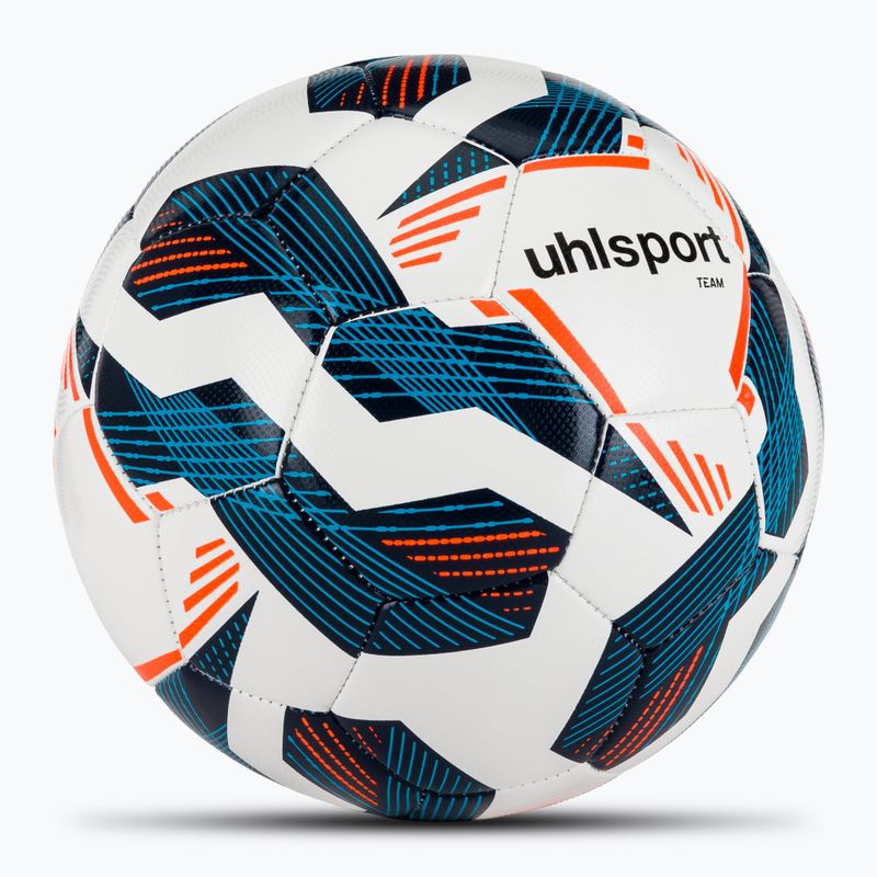 Футбол uhlsport Екип бяло/насиньо/флуо оранжево размер 5 2