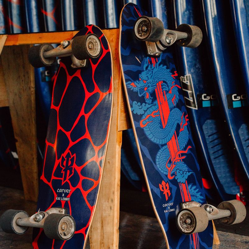 Surfskate скейтборд Carver C7 Raw 34" Kai Dragon 2022 Цялостно синьо и червено C1013011143 9