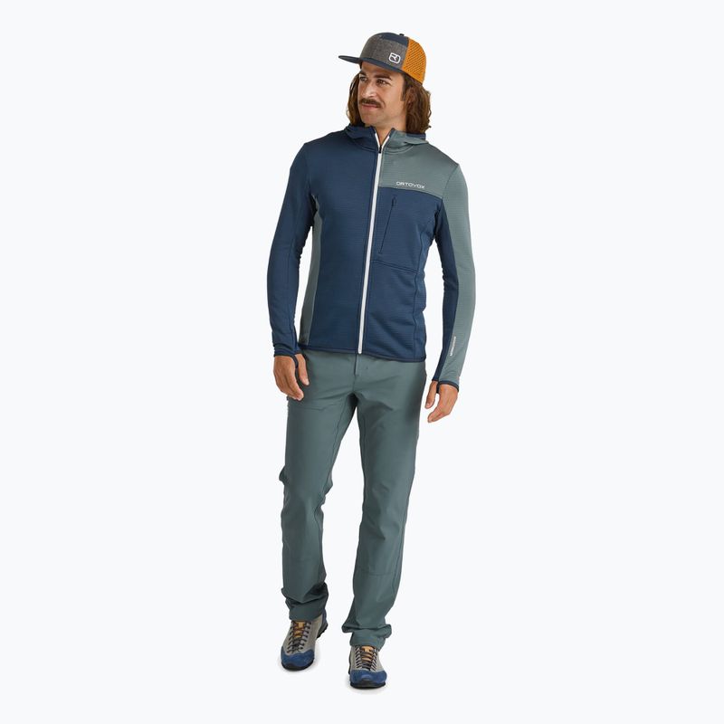 Мъжки потник ORTOVOX Fleece Light Grid с качулка Deep Ocean 2