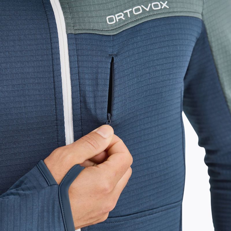 Мъжки потник ORTOVOX Fleece Light Grid с качулка Deep Ocean 4