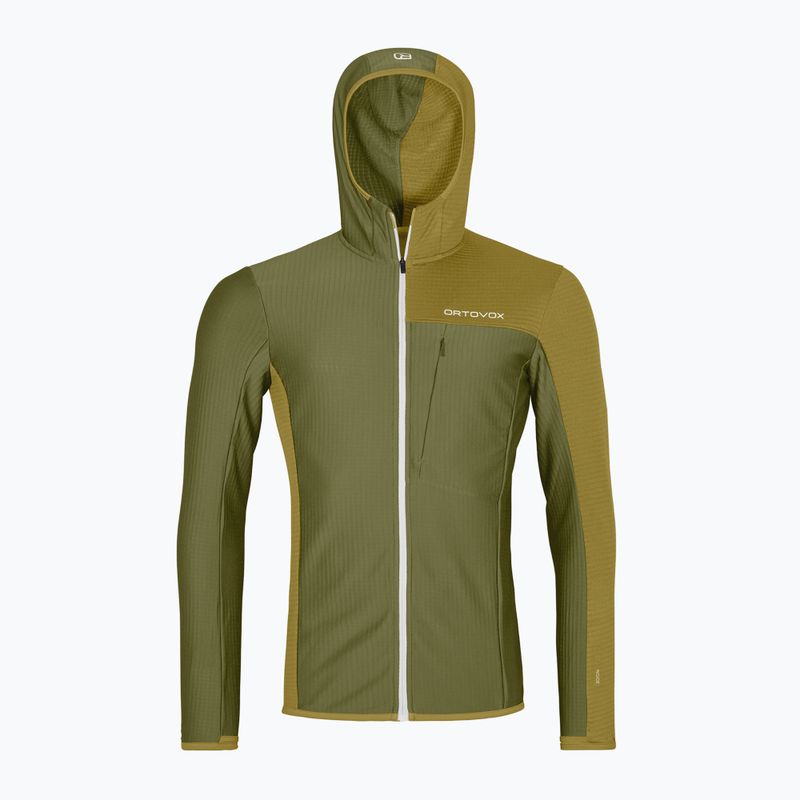 Мъжки суитшърт ORTOVOX Fleece Light Grid с качулка от диви билки