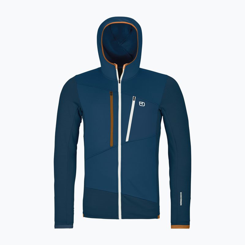 Мъжки суитшърт ORTOVOX Fleece Grid Hoody deep ocean