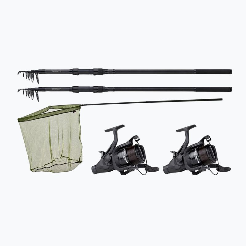 JRC Defender 2 rod carp combo 2 въдици + 2 макари + мрежа за кацане