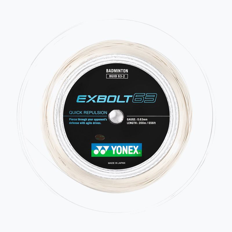 Струна за бадминтон YONEX Exbolt 63 Комплект 10 м бяла