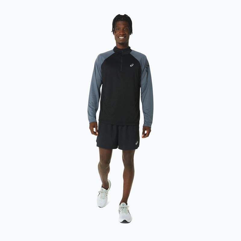 Мъжки ASICS Icon 1/2 Zip performance black/carrier grey за бягане с дълъг ръкав 2