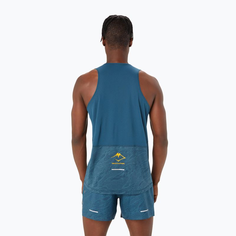 Мъжки ASICS Fujitrail Singlet магнитен син потник за бягане 3