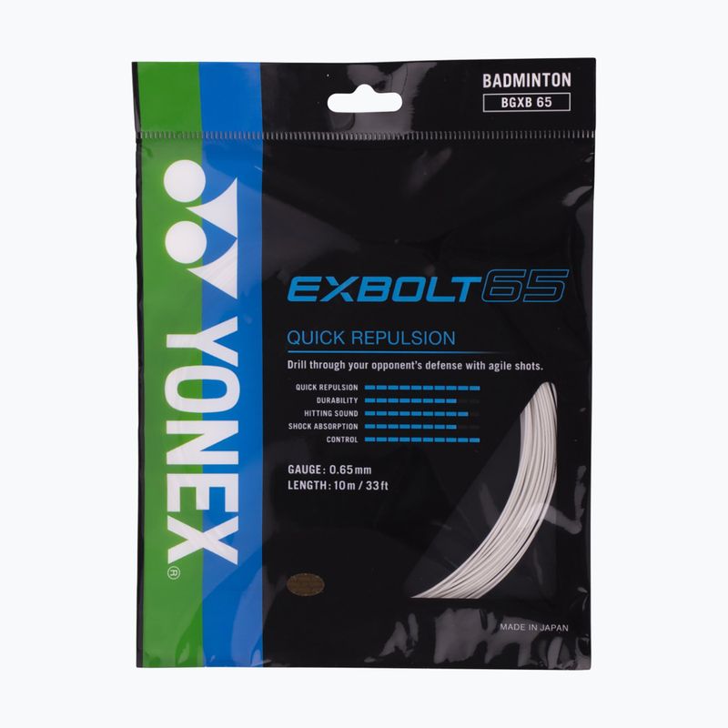 Струна за бадминтон YONEX Exbolt 65 Комплект 10 м бяла 2