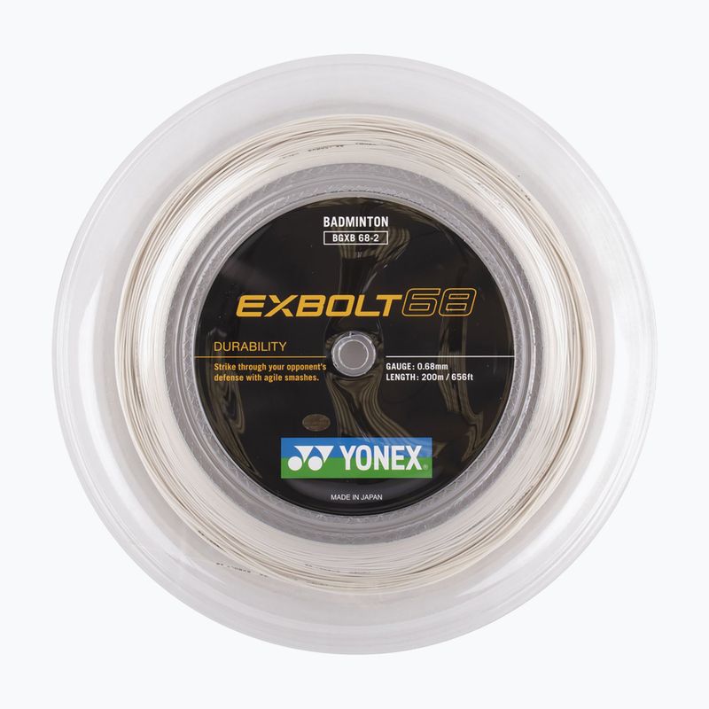 Струна за бадминтон YONEX Exbolt 68 Комплект 10 м бяла