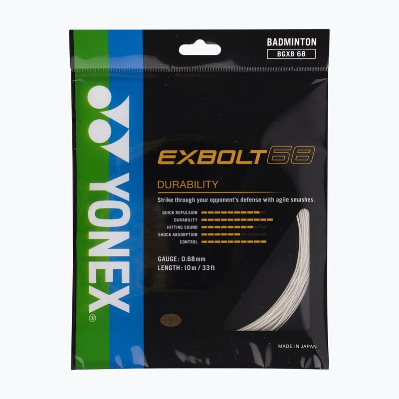 Струна за бадминтон YONEX Exbolt 68 Комплект 10 м бяла 2