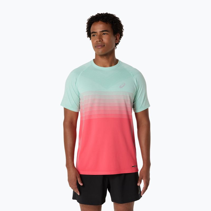 Мъжка тениска за бягане ASICS Seamless performance coral reef/oasis green