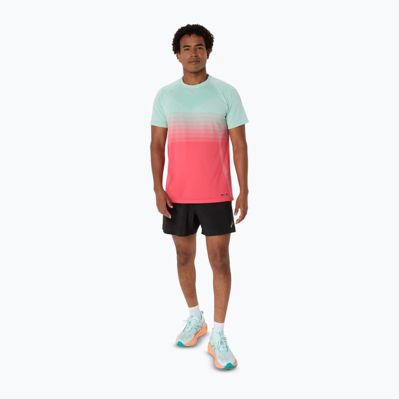 Мъжка тениска за бягане ASICS Seamless performance coral reef/oasis green 2