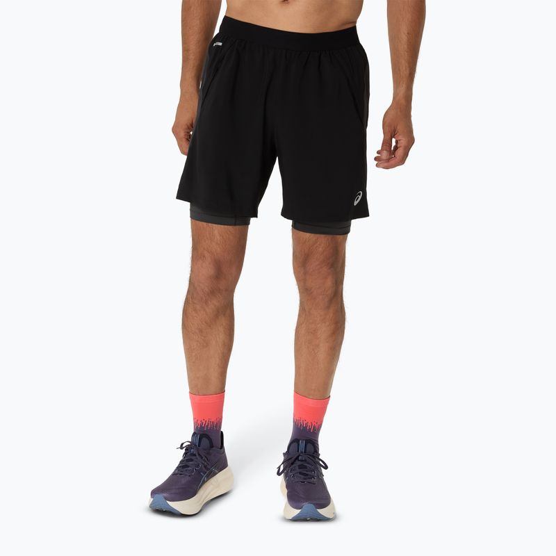 Мъжки къси панталони за бягане ASICS Road 2N1 7IN performance black/graphite grey