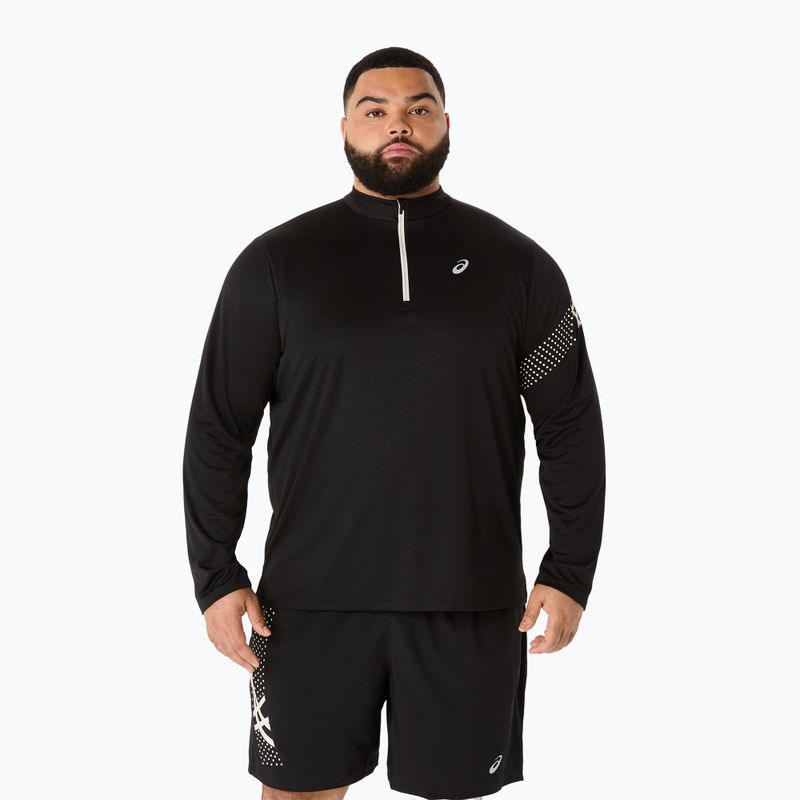 Мъжка блуза с дълъг ръкав за бягане ASICS Icon LS 1/2 Zip performance black