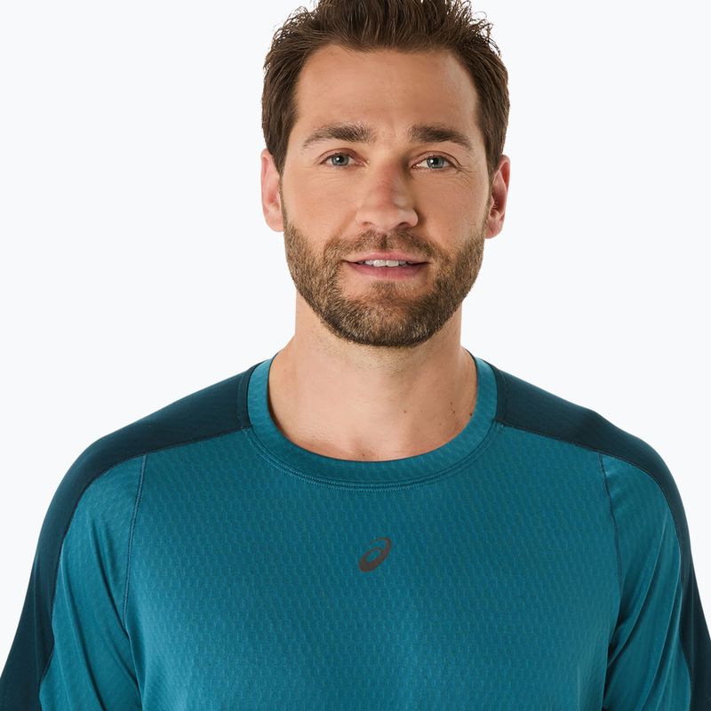 Мъжка тениска за бягане ASICS Fujitrail Elite Top atlantis blue/saxon green 5