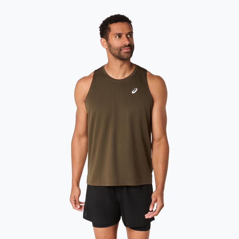 Мъжки ASICS Core Singlet кафяв тениска за бягане с камъни