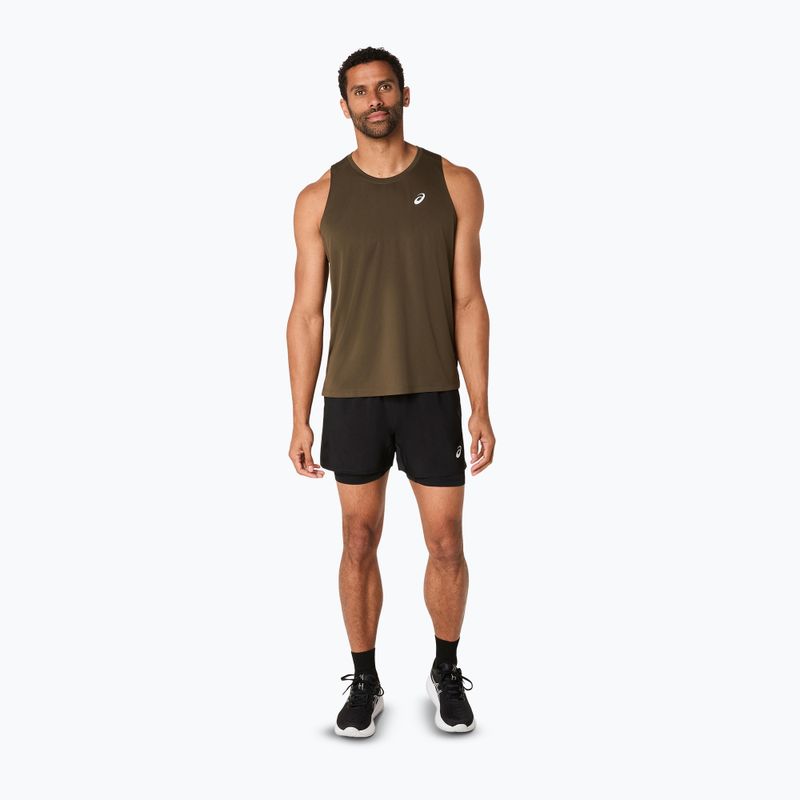 Мъжки ASICS Core Singlet кафяв тениска за бягане с камъни 2