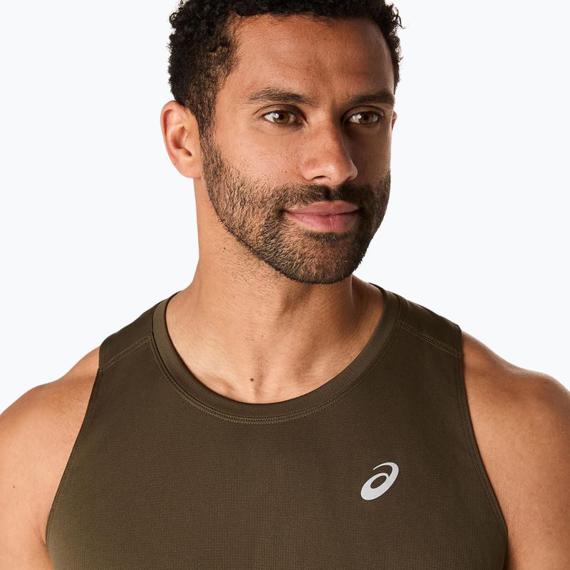 Мъжки ASICS Core Singlet кафяв тениска за бягане с камъни 5