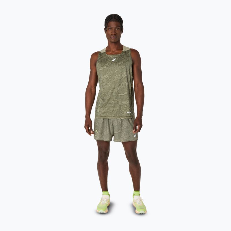 Мъжки ASICS Fujitrail Singlet мантия зелен/каки тениска за бягане 2