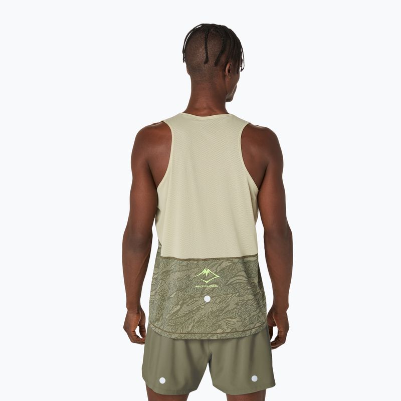 Мъжки ASICS Fujitrail Singlet мантия зелен/каки тениска за бягане 3