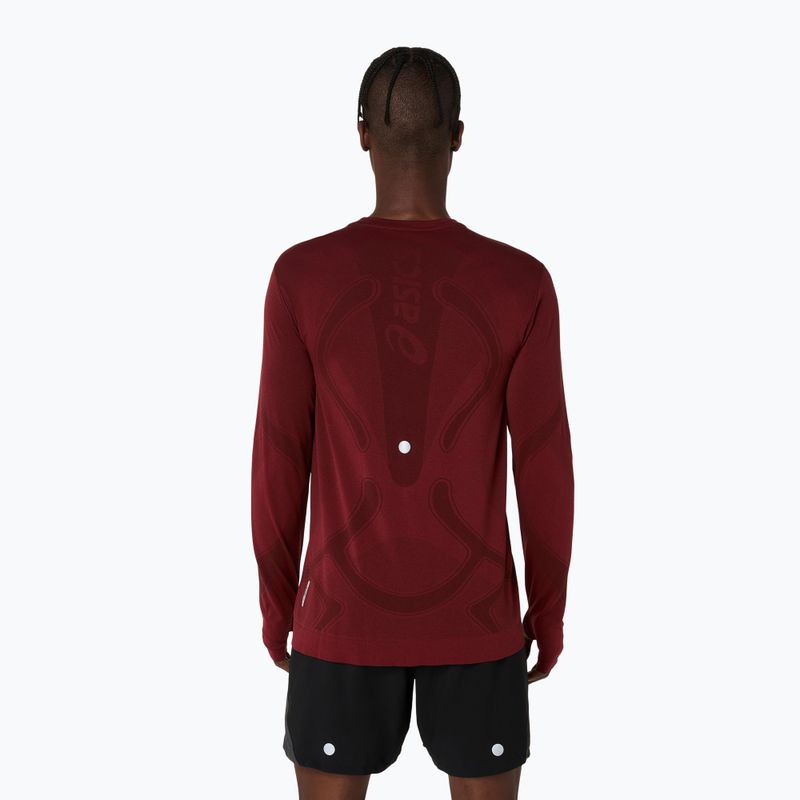 Мъжки ASICS Road Seamless LS тъмночервен планета за бягане с дълъг ръкав 3