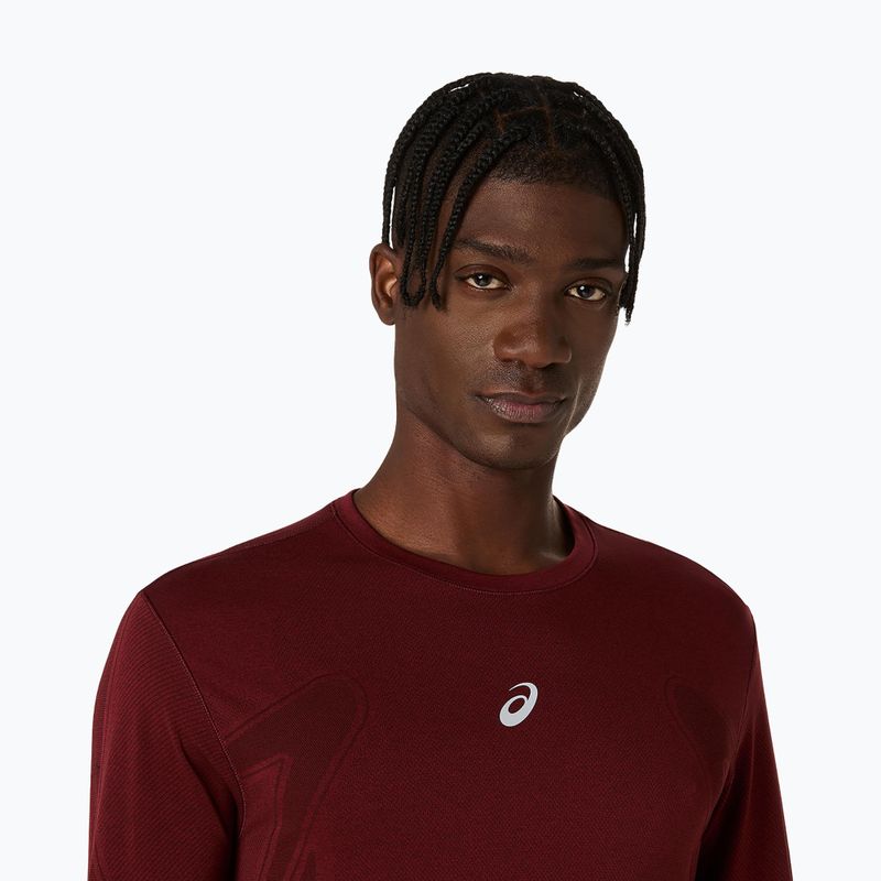 Мъжки ASICS Road Seamless LS тъмночервен планета за бягане с дълъг ръкав 5