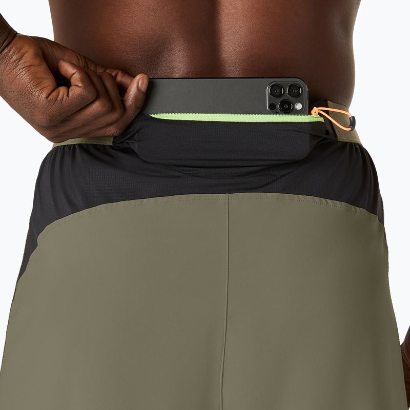 ASICS мъжки къси панталони за бягане Fujitrail All Over Print 5IN мантово зелено 8