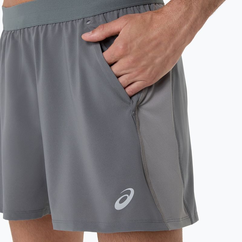 Мъжки шорти за бягане ASICS Road 5IN clay grey/steel grey/illuminate green 5