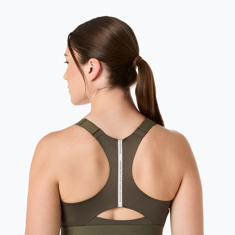 Спортен сутиен ASICS Road Combination Zip dark olive 6