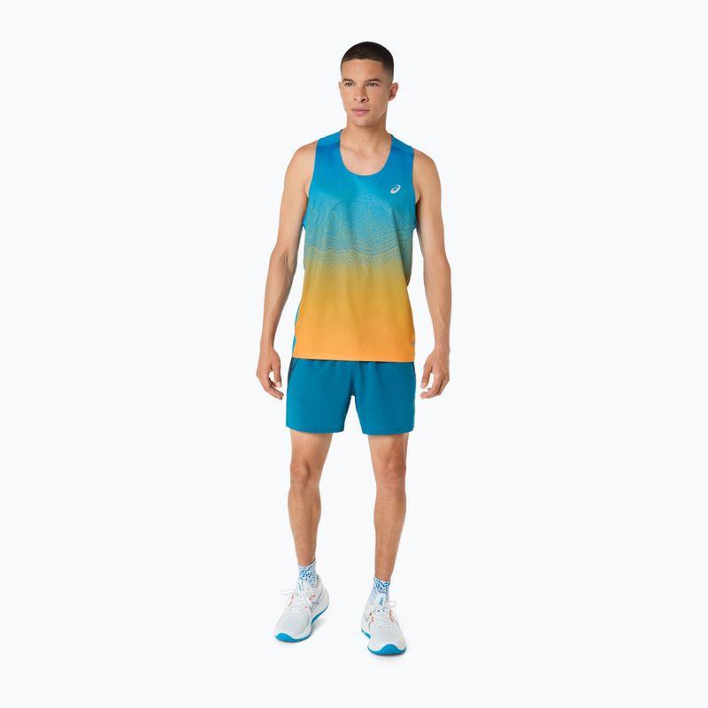 Мъжка тениска за бягане ASICS Road Fade Singlet aegean blue/yamabuki 2