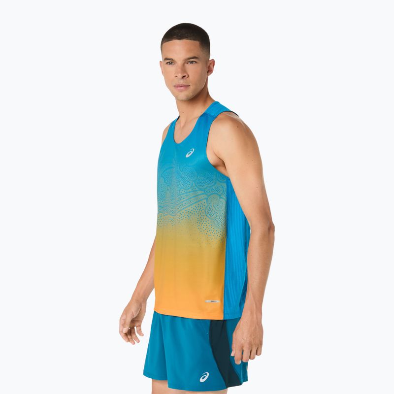 Мъжка тениска за бягане ASICS Road Fade Singlet aegean blue/yamabuki 4