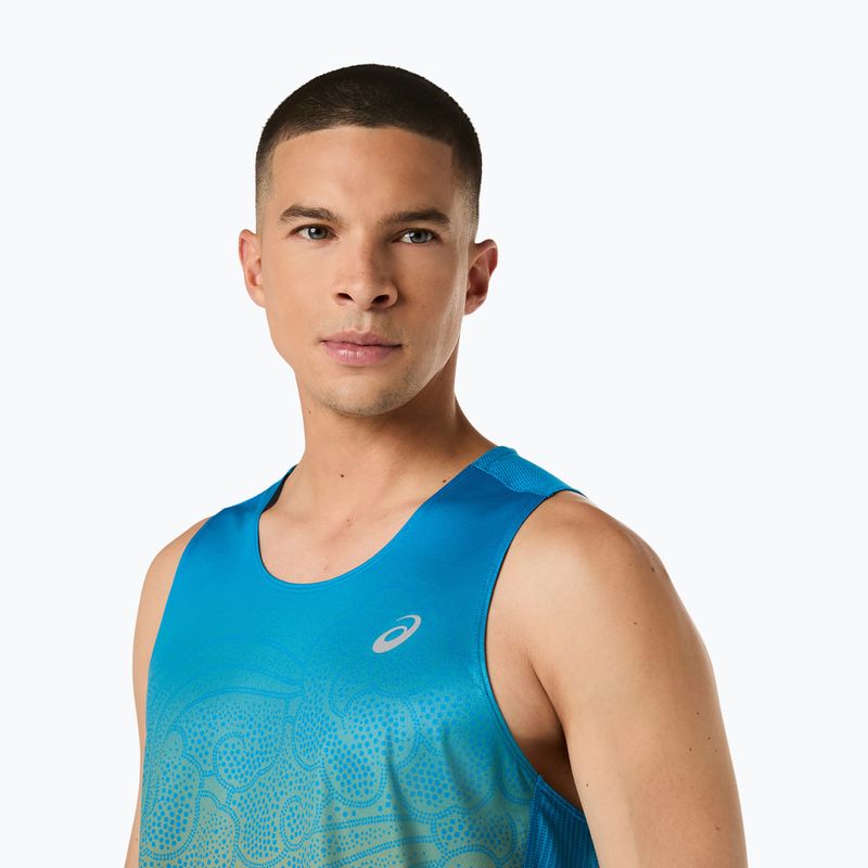 Мъжка тениска за бягане ASICS Road Fade Singlet aegean blue/yamabuki 5