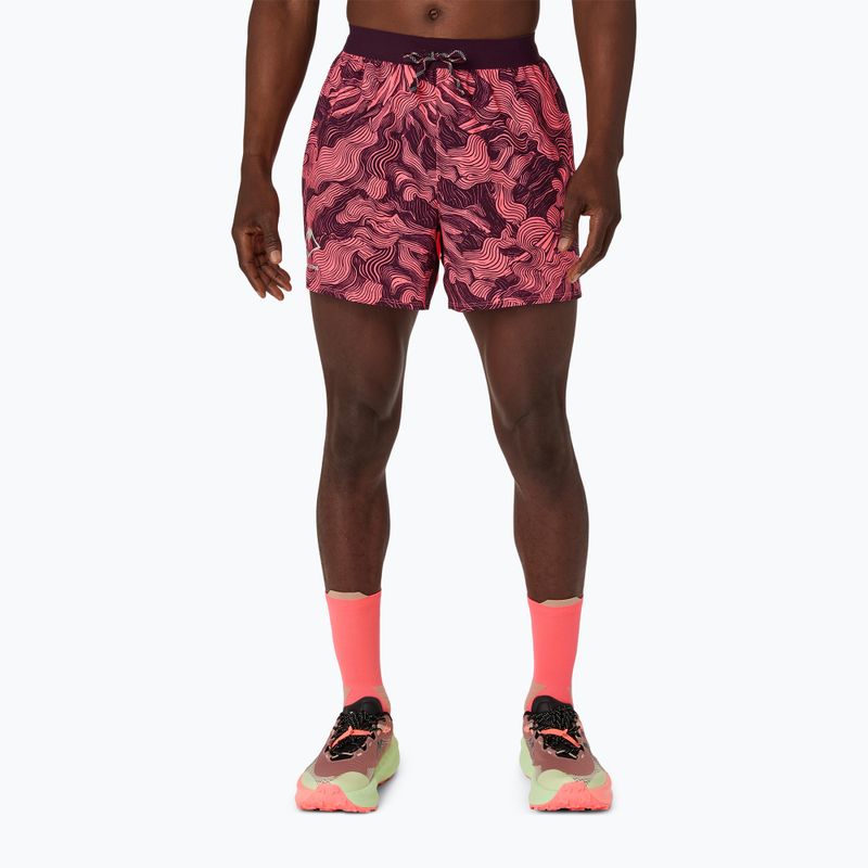 Мъжки шорти за бягане Asics Fujitrail All Over Print 5In Short Blazing Coral/Dark Aubergine