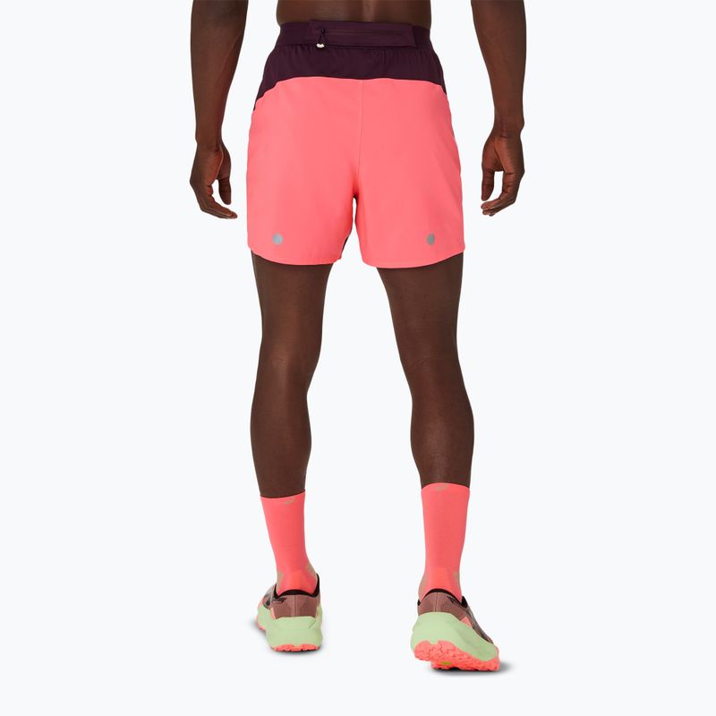 Мъжки шорти за бягане Asics Fujitrail All Over Print 5In Short Blazing Coral/Dark Aubergine 3