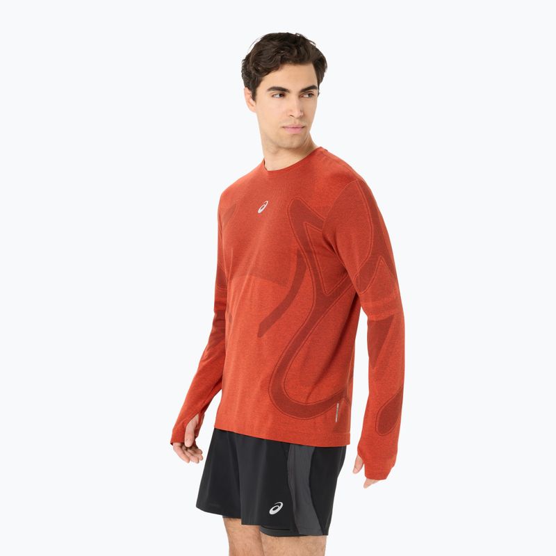 Мъжка блуза за бягане с дълъг ръкав ASICS Road Seamless Top singed red 3