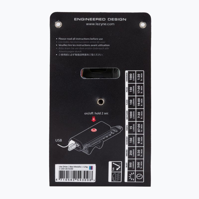 Lezyne LED LITE DRIVE 1000XL usb предна велосипедна лампа жълта LZN-1-LED-16-V230 6