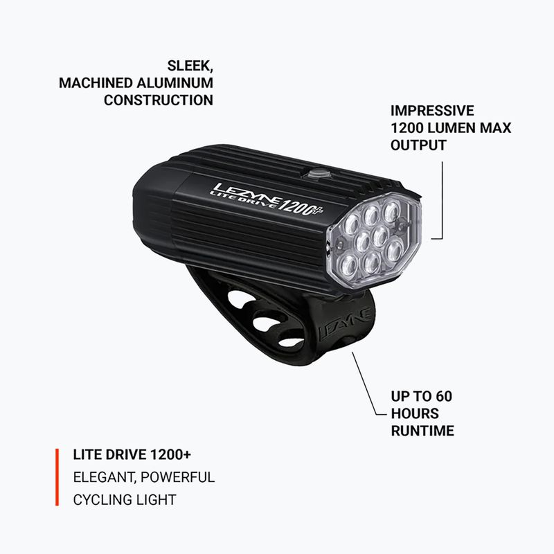 Преден велосипеден фар Lezyne Lite Drive 1200+ Front satin black 4