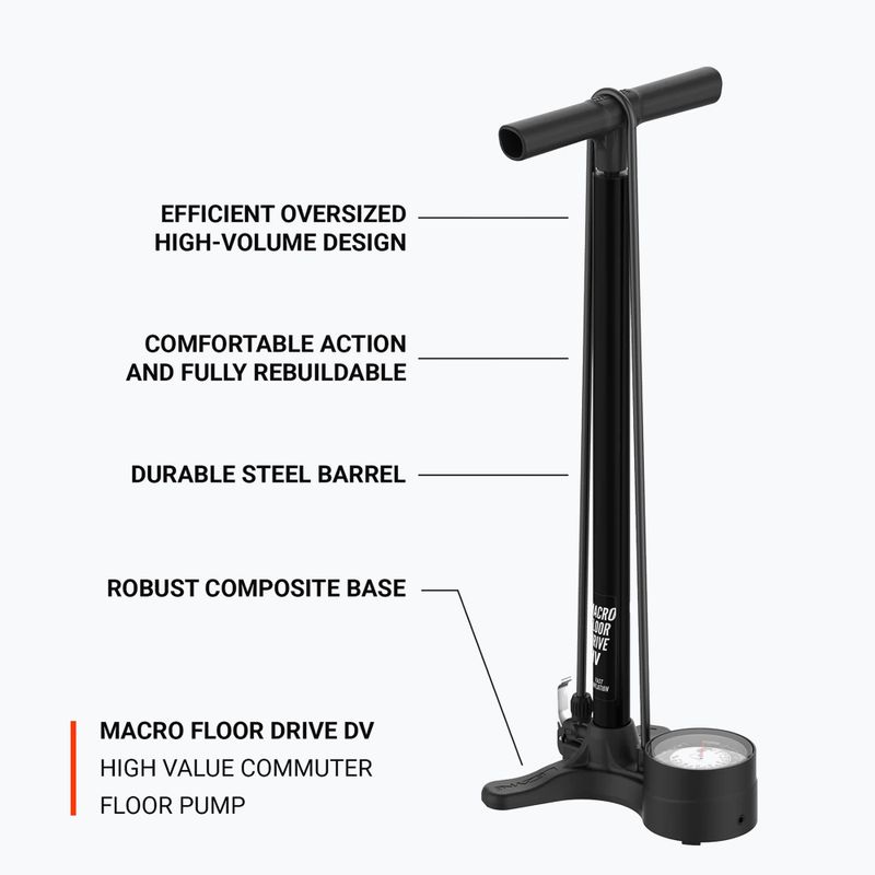 Lezyne Macro HV Floor Drive ABS 100psi плоска черна помпа за велосипед 5