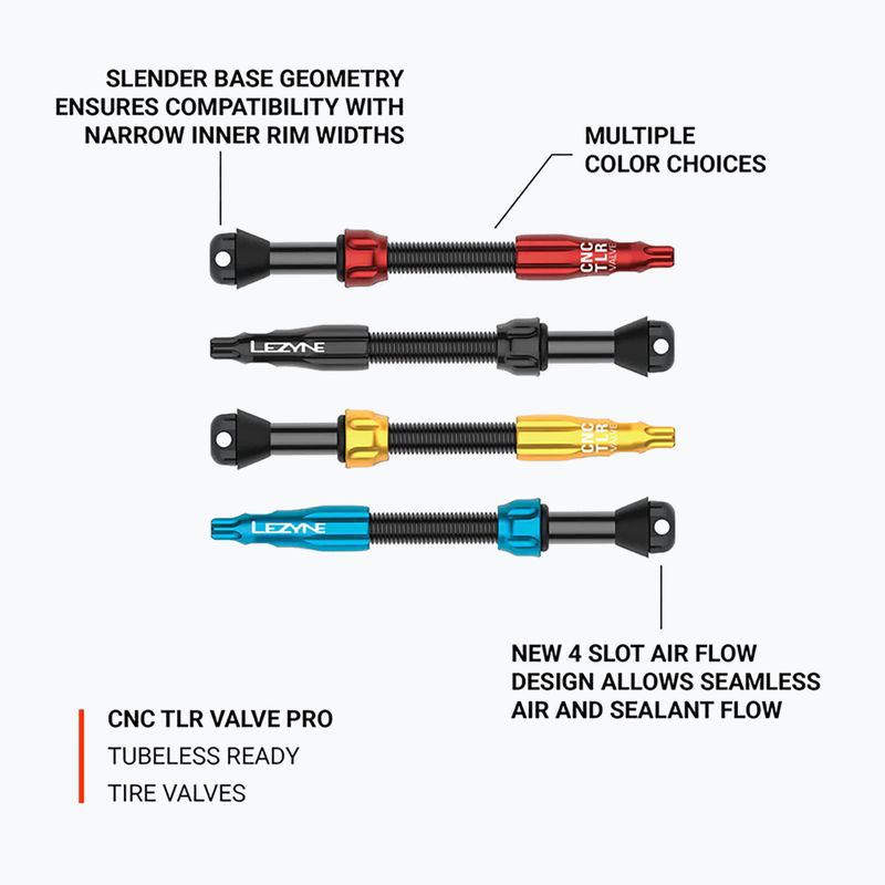 Комплект вентили Presta Lezyne CNC TLR Valve Pro 60 mm black 2