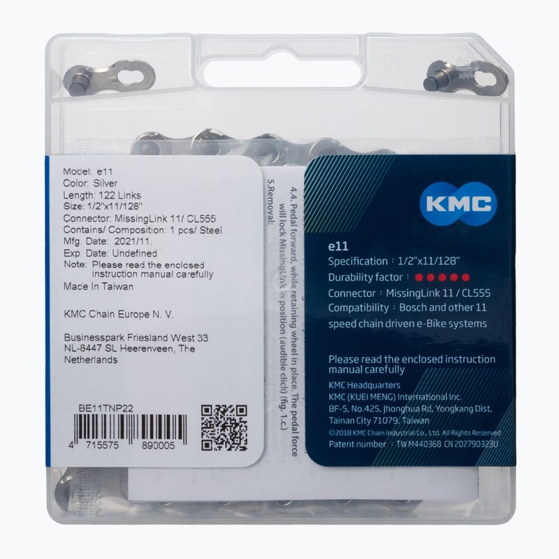 Верига KMC e11x122 за eBike Silver BE11TNP22 2