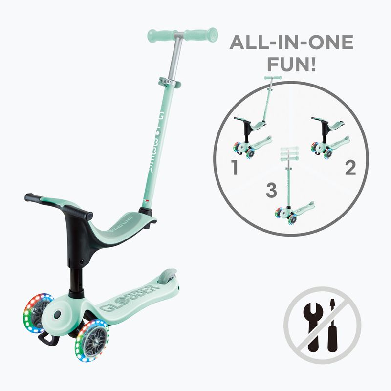 Детски триколесен скутер Globber Go.Up Sporty Lights mint 13