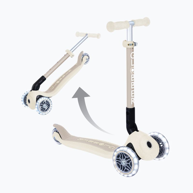 Детска триколесна тротинетка Globber Junior Foldable Lights Eco coconut 6