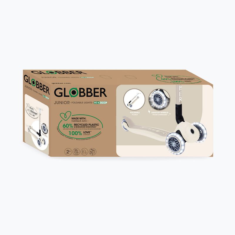 Детска триколесна тротинетка Globber Junior Foldable Lights Eco coconut 12