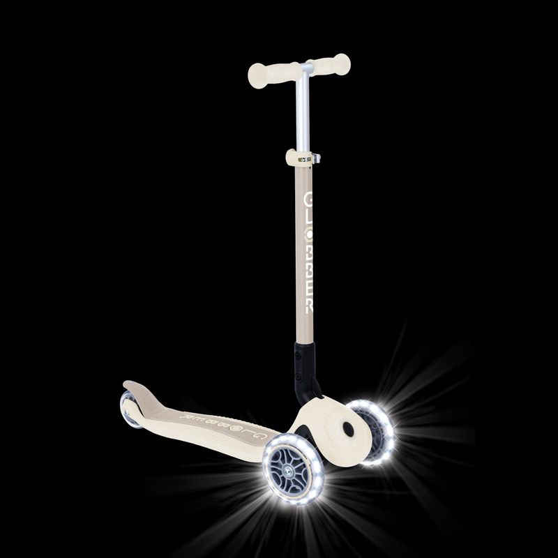 Детска триколесна тротинетка Globber Junior Primo Foldable Lights Eco coconut 11
