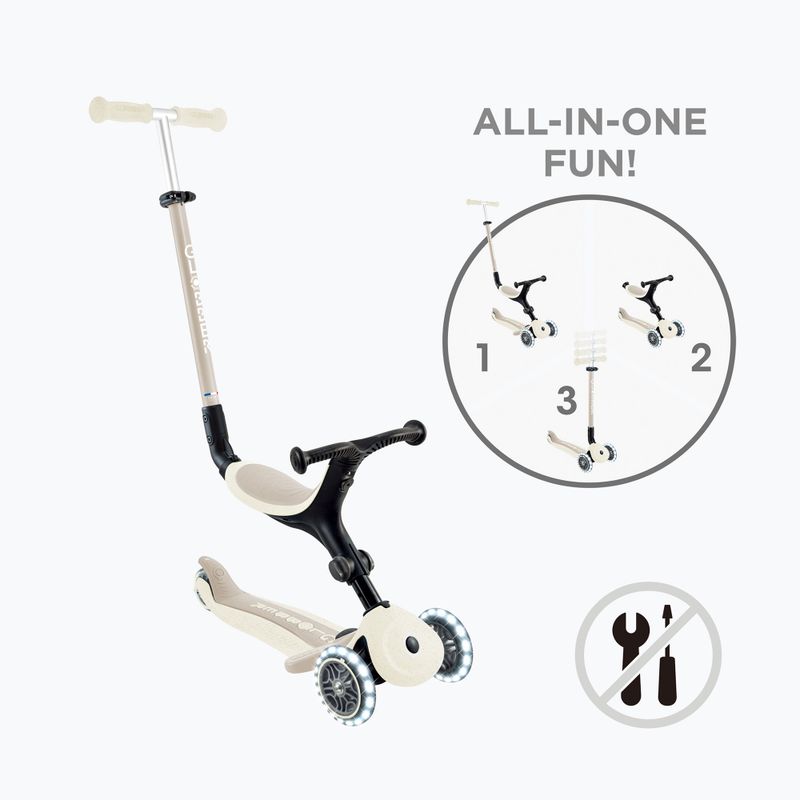 Детска триколесна тротинетка Globber Go.Up Active Ecologic Lights coconut 2